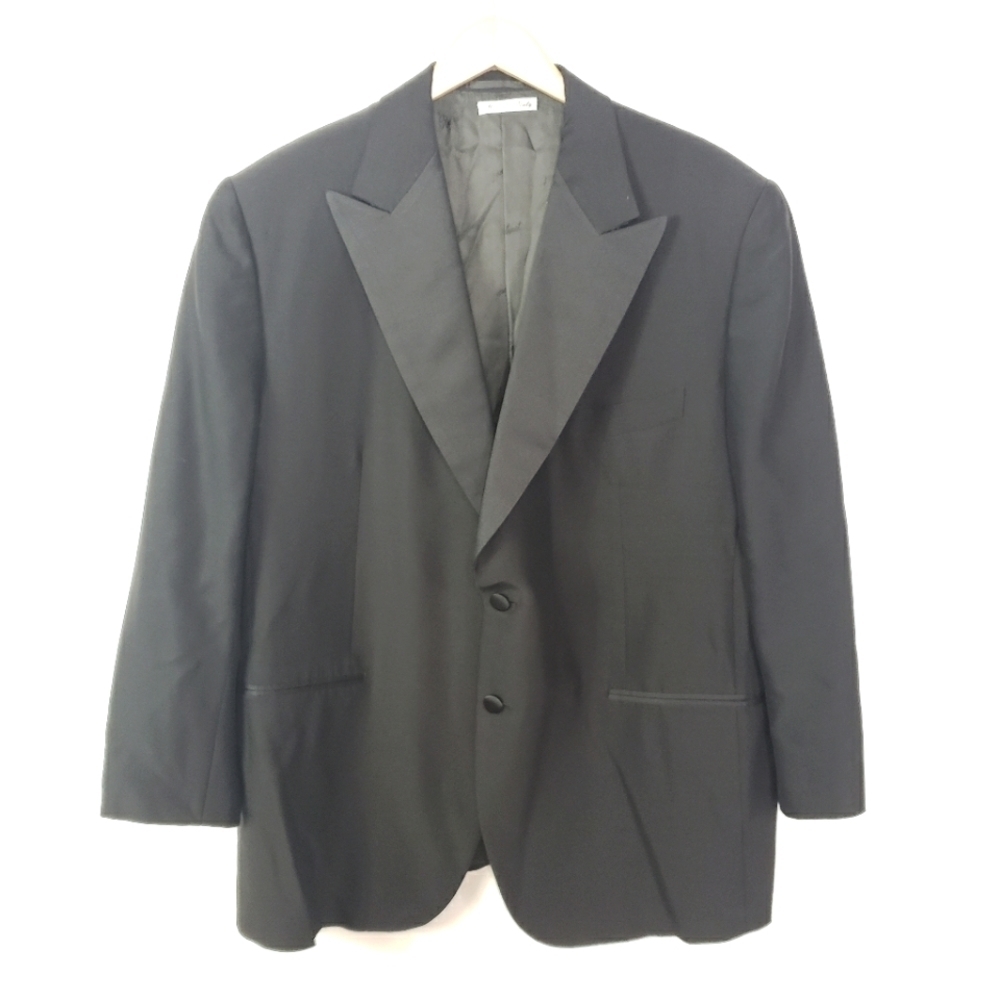 Belvest black tux jacket blazer wool silk size 48 XL